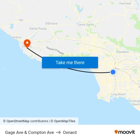 Gage Ave & Compton Ave to Oxnard map