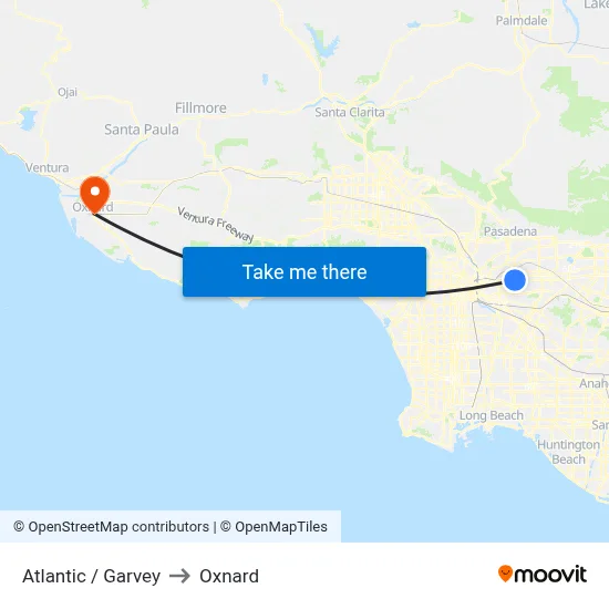 Atlantic / Garvey to Oxnard map
