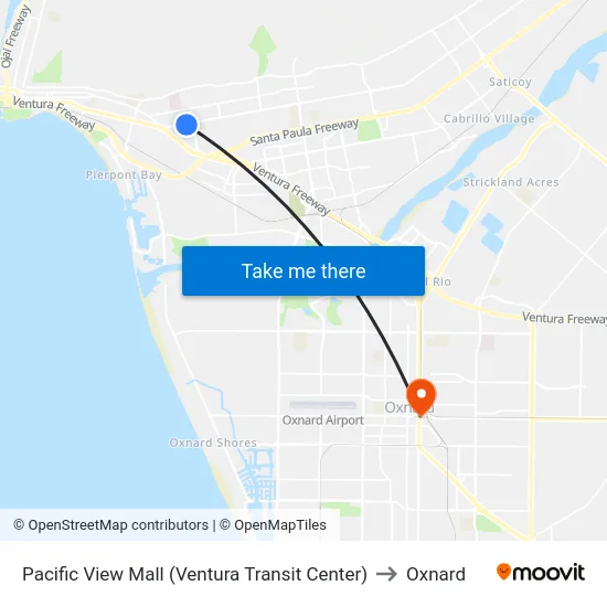 Pacific View Mall (Ventura Transit Center) to Oxnard map