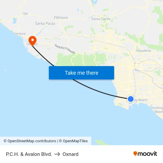 P.C.H. & Avalon Blvd. to Oxnard map