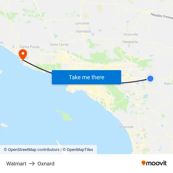 Walmart to Oxnard map