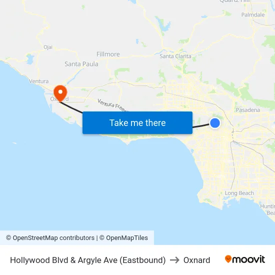 Hollywood Blvd & Argyle Ave (Eastbound) to Oxnard map
