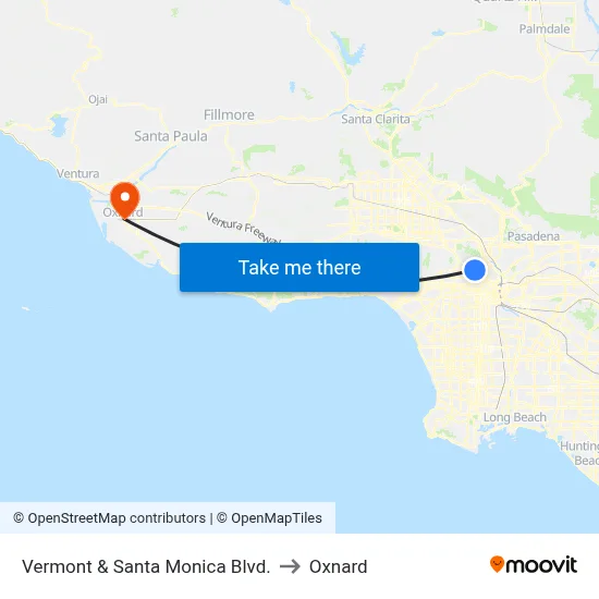 Vermont & Santa Monica Blvd. to Oxnard map