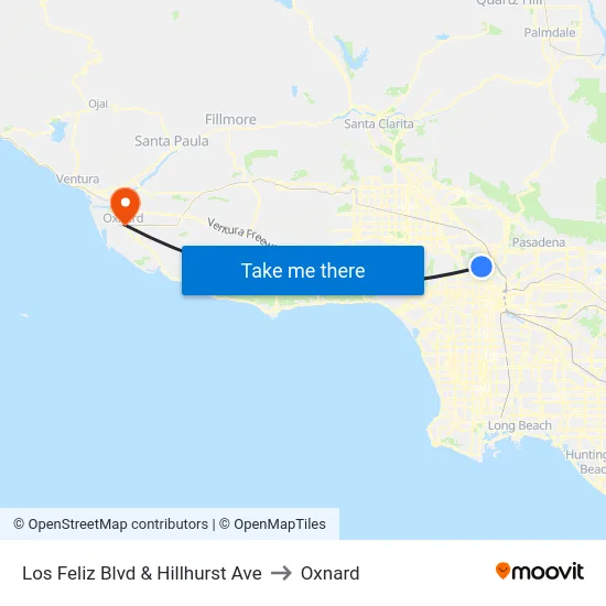 Los Feliz Blvd & Hillhurst Ave to Oxnard map