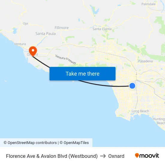Florence Ave & Avalon Blvd (Westbound) to Oxnard map