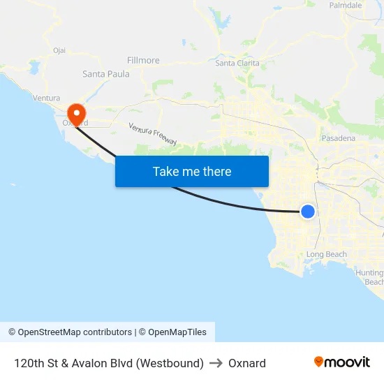 120th St & Avalon Blvd (Westbound) to Oxnard map