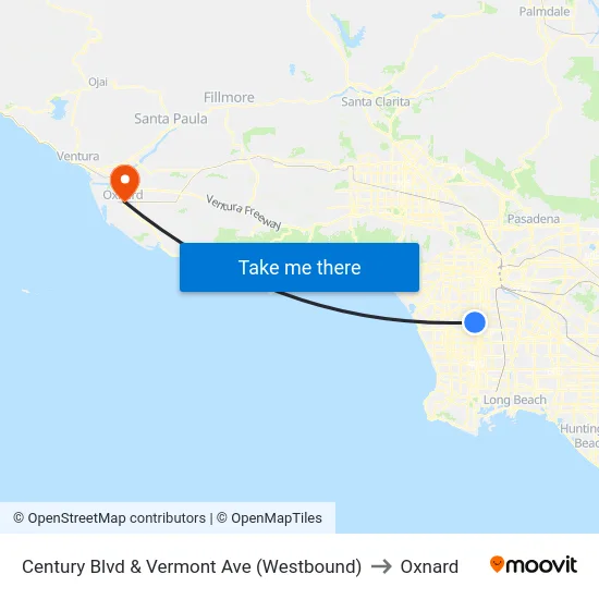 Century Blvd & Vermont Ave (Westbound) to Oxnard map