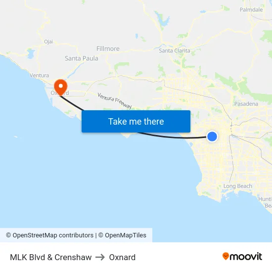 MLK Blvd & Crenshaw to Oxnard map