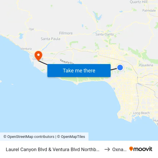 Laurel Canyon Blvd & Ventura Blvd Northbound to Oxnard map