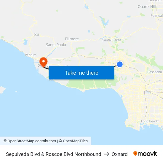 Sepulveda Blvd & Roscoe Blvd Northbound to Oxnard map