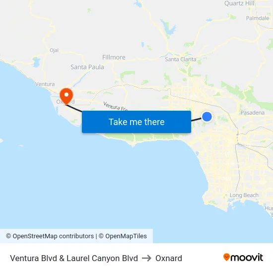 Ventura Blvd & Laurel Canyon Blvd to Oxnard map