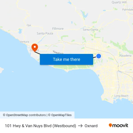 101 Hwy & Van Nuys Blvd (Westbound) to Oxnard map