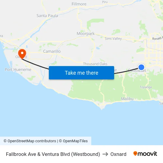 Fallbrook Ave & Ventura Blvd (Westbound) to Oxnard map