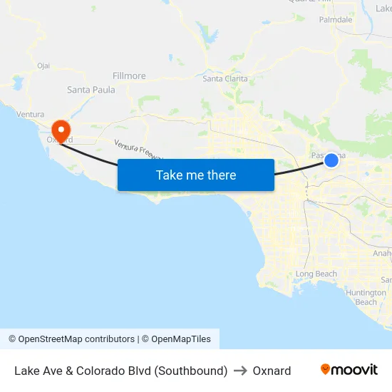 Lake Ave & Colorado Blvd (Southbound) to Oxnard map