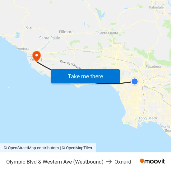 Olympic Blvd & Western Ave (Westbound) to Oxnard map