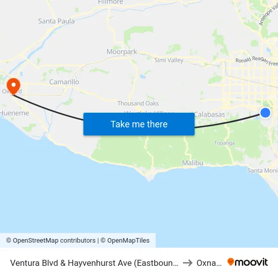 Ventura Blvd & Hayvenhurst Ave (Eastbound) to Oxnard map