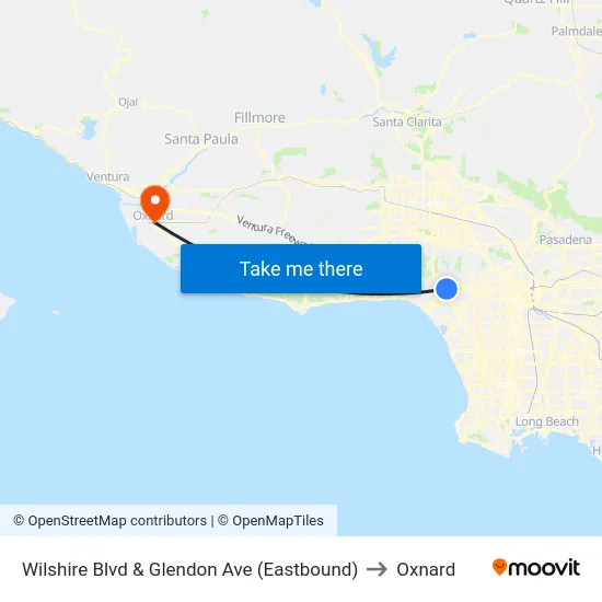 Wilshire Blvd & Glendon Ave (Eastbound) to Oxnard map
