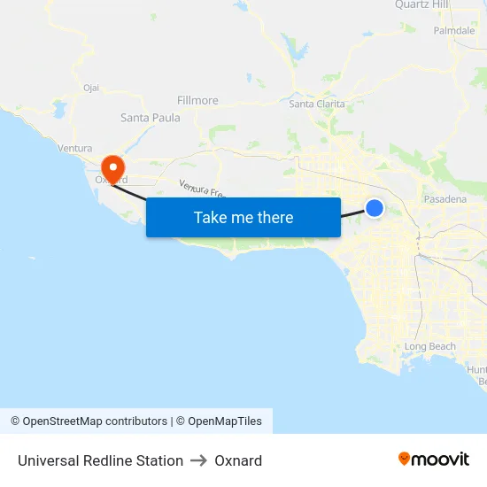 Universal Redline Station to Oxnard map