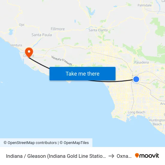 Indiana / Gleason (Indiana Gold Line Station) to Oxnard map