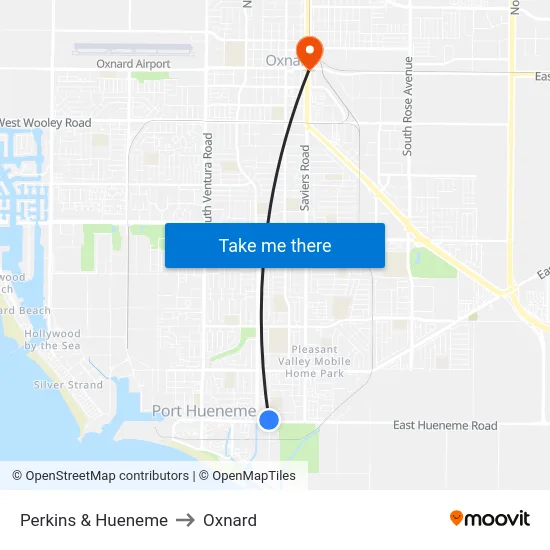 Perkins & Hueneme to Oxnard map