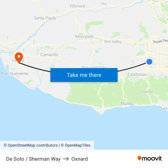 De Soto / Sherman Way to Oxnard map