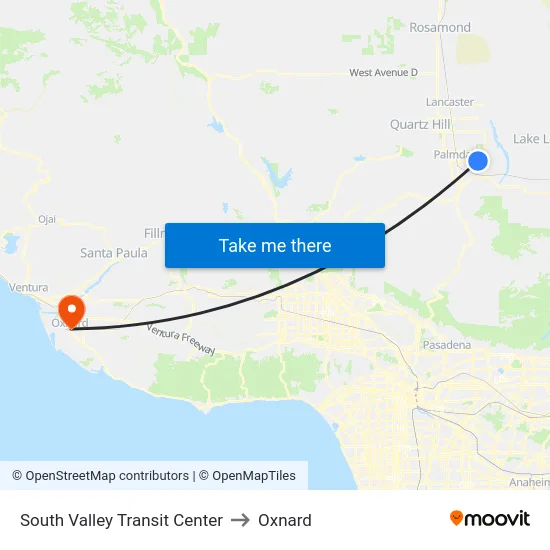 South Valley Transit Center to Oxnard map