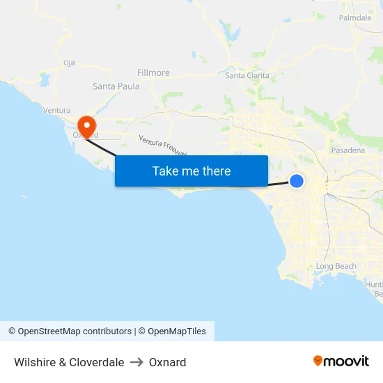 Wilshire & Cloverdale to Oxnard map