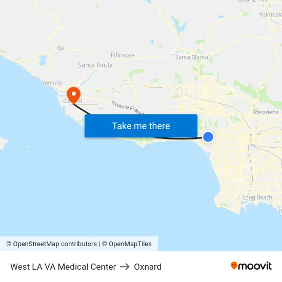 West LA VA Medical Center to Oxnard map