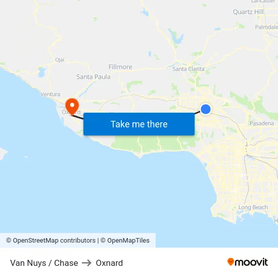 Van Nuys / Chase to Oxnard map