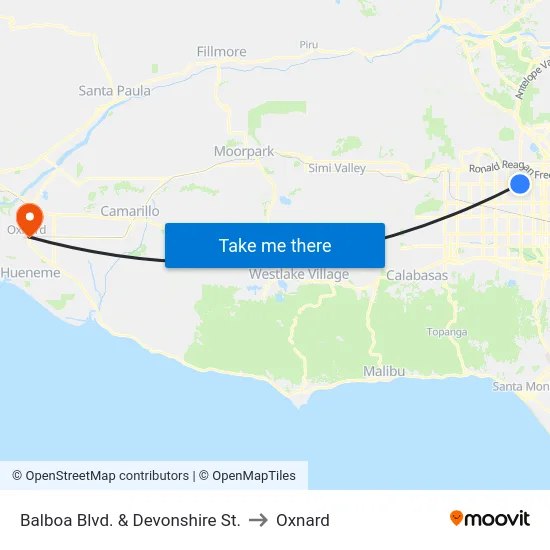 Balboa Blvd. & Devonshire St. to Oxnard map