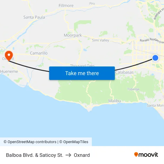 Balboa Blvd. & Saticoy St. to Oxnard map