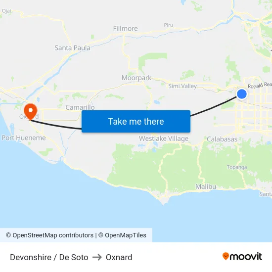 Devonshire / De Soto to Oxnard map