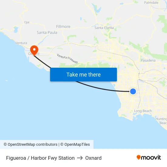 Figueroa / Harbor Fwy Station to Oxnard map