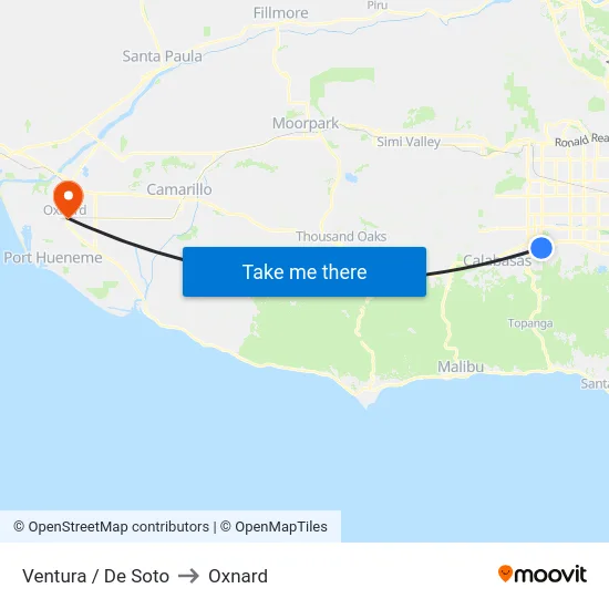 Ventura / De Soto to Oxnard map