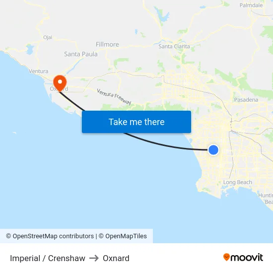 Imperial / Crenshaw to Oxnard map