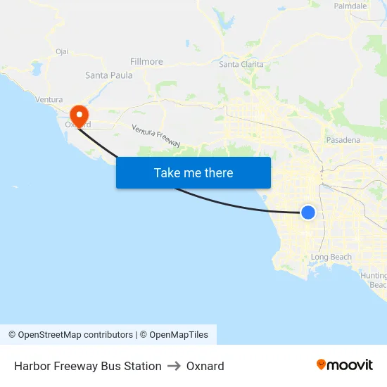 Harbor Freeway Bus Station to Oxnard map