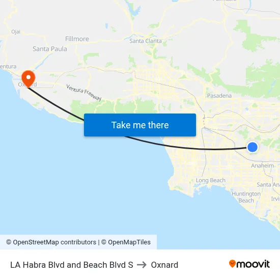LA Habra Blvd and Beach Blvd S to Oxnard map