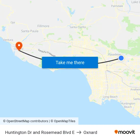 Huntington Dr and Rosemead Blvd E to Oxnard map