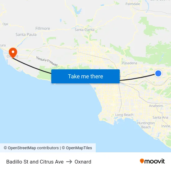 Badillo St and Citrus Ave to Oxnard map