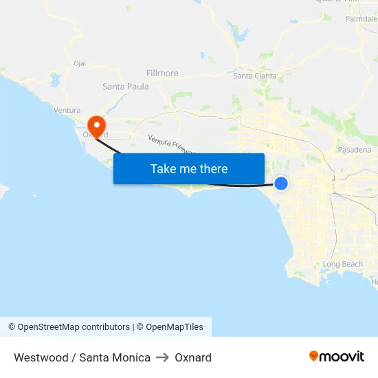 Westwood / Santa Monica to Oxnard map