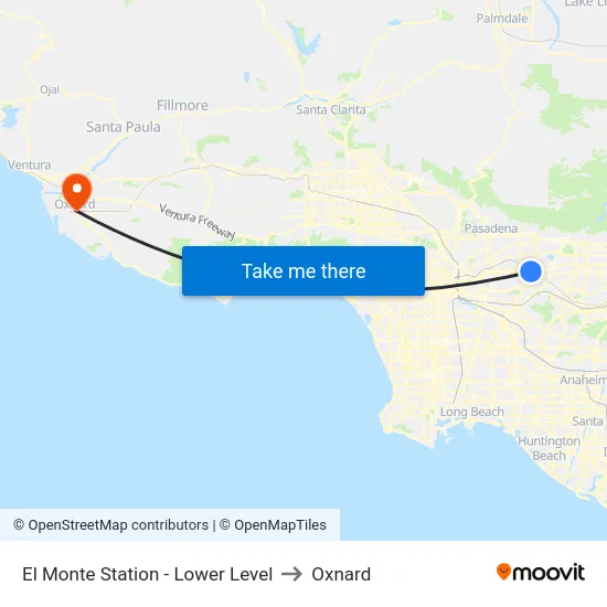 El Monte Station - Lower Level to Oxnard map