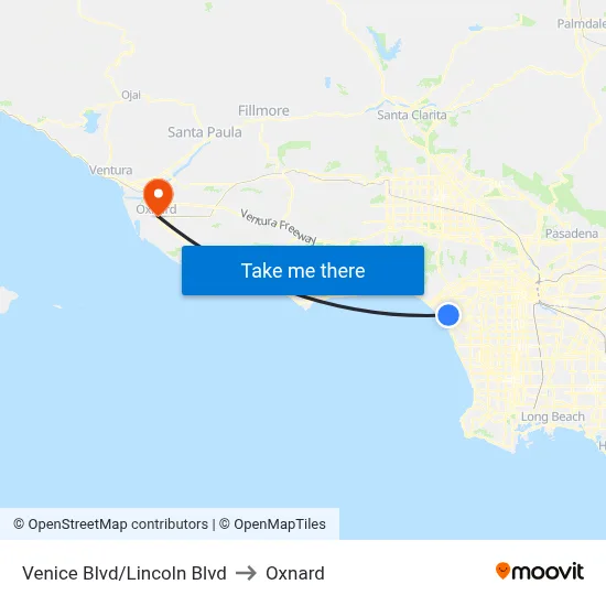 Venice Blvd/Lincoln Blvd to Oxnard map