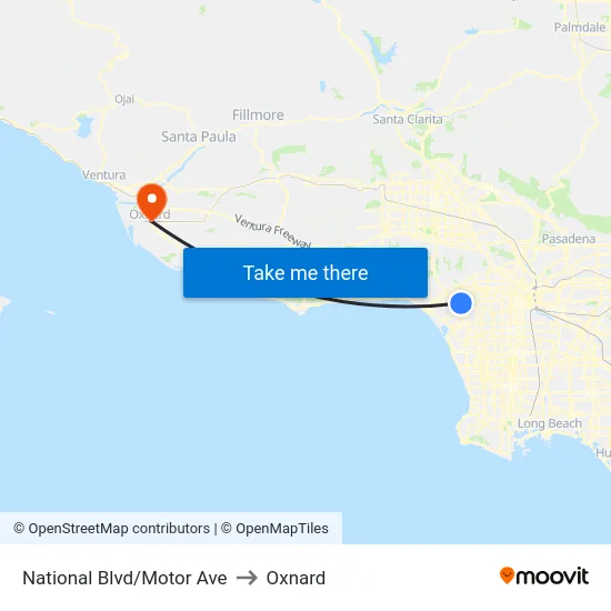 National Blvd/Motor Ave to Oxnard map
