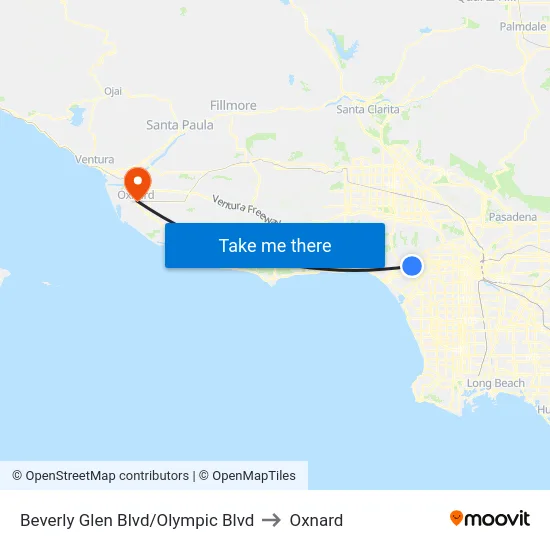 Beverly Glen Blvd/Olympic Blvd to Oxnard map