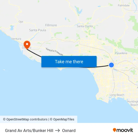Grand Av Arts/Bunker Hill to Oxnard map