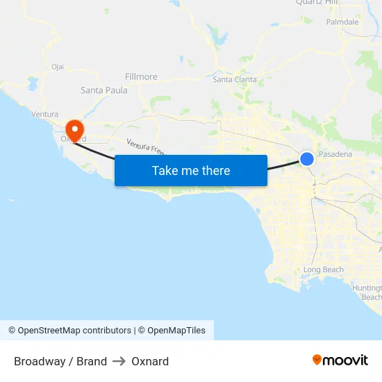 Broadway / Brand to Oxnard map