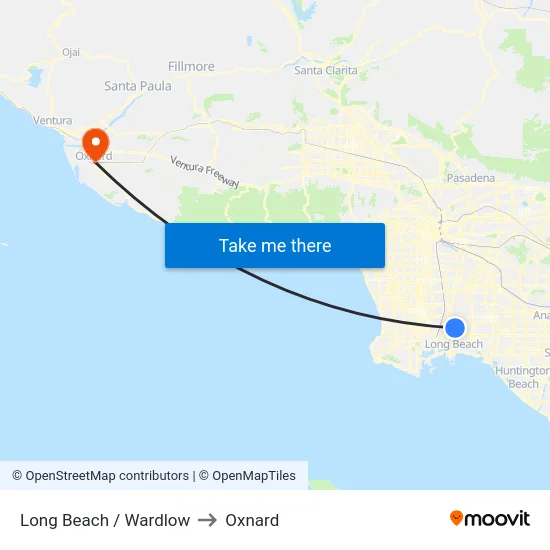 Long Beach / Wardlow to Oxnard map