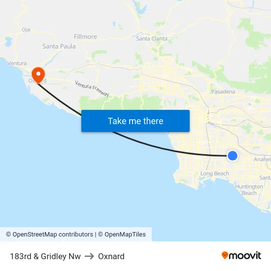 183rd & Gridley Nw to Oxnard map