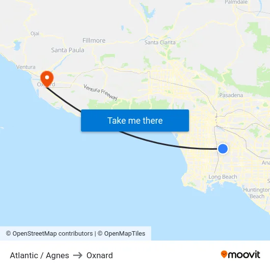 Atlantic / Agnes to Oxnard map
