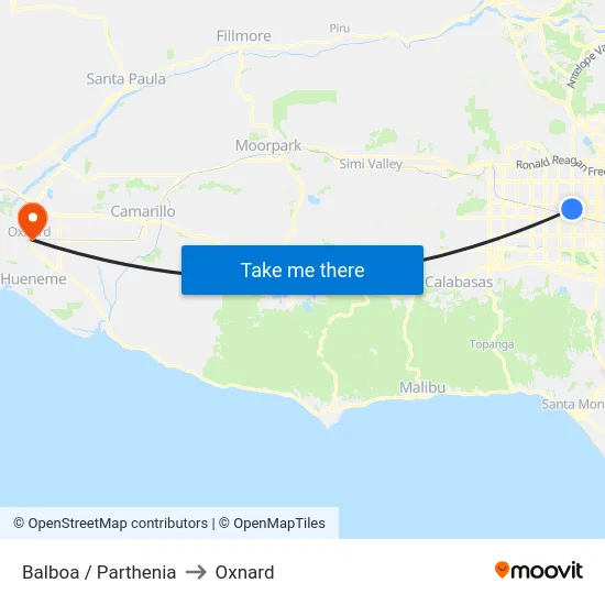 Balboa / Parthenia to Oxnard map